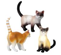 3-Piece Realistic Cat Figures,Decorative Hard Plas-tic Cute Cat Figures, Simulation Kitten Model Cake Toppers for Kids Halloween Christmas Birthday
