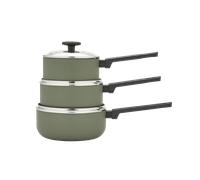 Morphy Richards 3pc Saucepan Set – Recycled Aluminium, 16/18/20cm, Non Stick Coating, Green