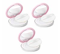 3-Piece Refillable Empty Foundation Puff Box - Portable Makeup Organiser with Mirror & Soft Puff Applicators - Compact Design for Loose Powder & Foundation, Ideal for Women's On-the-Go Touch-Ups