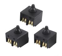 3-Piece Replacement Push Button Switch for GWS 6-100 Angle Grinder - Plastic & Metal Construction, Black Toggle Switch Kit for A