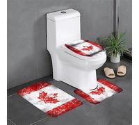 3 Piece Retro Canada Flag Bathroom Rugs Set, Non-Slip Water Absorbent, Thick Comfortable for Home, Spa, and Hotel