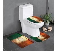 3 Piece Retro Irish Flag Bathroom Rugs Set, Non-Slip Water Absorbent, Thick Comfortable for Home, Spa, and Hotel