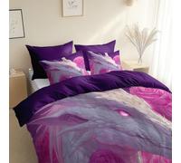 3 Piece Reversible Duvet Cover, Cartoon Portrait Of Fantasy Dragon Super King Size 260 x 220 cm Bedding Set, Purple Premium Brushed Microfiber Bedding Set, With Pillowcases, for All Season
