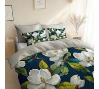 3 Piece Reversible Duvet Cover, Retro Style Floral Leaves King Size 230 x 220 cm Bedding Set, Grey Premium Brushed Microfiber Bedding Set, With Pillowcases, for All Season