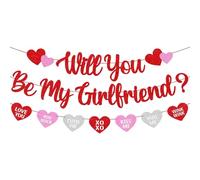 3-Piece Romantic Proposal Decor Set for Valentine's Day, Will You Be My Girlfriend Balloons, Will You Marry Me Banner, Gifts for My Girlfriend and Anniversary Decoration