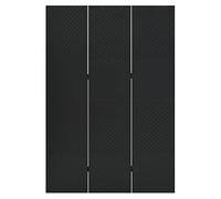 3-Piece Room Divider Black Steel 120 x 180 cm Freestanding Foldable with Rubberised Feet as Privacy Screen and Room Divider for Living Room Bedroom Office