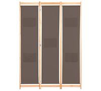 3-Piece Room Divider Brown Fabric with Solid Fir Wood Frame 120 x 170 x 4 cm Freestanding Foldable with 5 Pockets for Living Room Bedroom Office Decoration and Privacy Screen