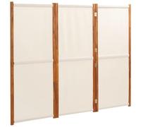 3-Piece Room Divider Screen 210 x 180 cm Solid Acacia Wood with Textilene Foldable Freestanding Opaque for Living Room, Bedroom, Office and Garden Cream White