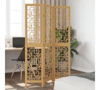 3-Piece Room Divider Screen Made of Brown Paulownia Solid Wood with Wood Material, Foldable and Freestanding, Privacy Screen and Divider for Living Room, Bedroom, Office, Space-Saving and Decorative