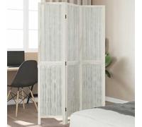 3-Piece Room Divider White Paulownia Solid Wood and Willow Branches 105 x 180 cm Foldable Freestanding Privacy Screen Screen for Living Room Bedroom Office Indoor