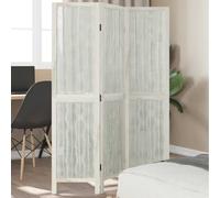 3-Piece Room Divider White Paulownia Solid Wood with Willow Branches, 105-110 x 160 cm, Foldable, Freestanding, Privacy Screen Screen for Living Room, Bedroom, Office, Indoor
