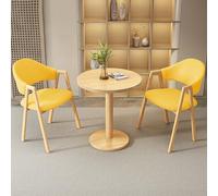 3-Piece Round Dining Table Set for 2 Kitchen Table with PU Upholstered Chairs Coffee Table & Office Reception Furniture (60cm K)