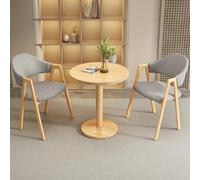 3-Piece Round Kitchen Dining Table Set for 2, Includes PU Upholstered Chairs, Perfect for Office Conference or Reception (60cm, A)