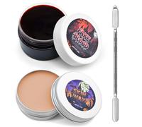 3 Piece Scar Wax SFX Makeup Kit with Fake Blood Gel, Skin Wax, Spatula Tool, Halloween Special Effects Wound Modeling SFX Stage Fancy Dress Up Cosplay Kit
