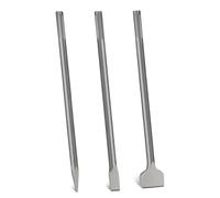 3-Piece SDS Max Chisel Set,18" SDS Max Rotary Hammer Drill Bit Set,Including Flat Chisel,Point Chisel,Wide Chisel, Home Improvement Tool Kit for Masonry,Concrete, Brick,Stone (3pcs,18'')