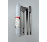 3 Piece SDS Plus Chisel Set 1 x Wide (40mm), 1 x Flat (20mm), 1 x Point All 250mm Long