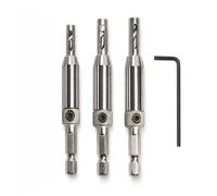 3-Piece Self Centering Hinge Drill Bit Set, Wood Boring Bits with 1/4" Hex Shank for Hardware Precise Pilot Holes on Door Window Cabinet Drawers Handles Lock Woodworking Projects (5/64" 7/64" 9/64")