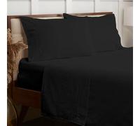 3-Piece Set 100% Brushed Cotton Soft Warm Flannelette 30cm Fitted Sheets Set (Black, King)