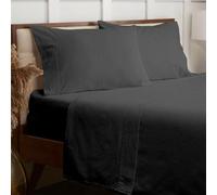 3-Piece Set 100% Brushed Cotton Soft Warm Flannelette 30cm Fitted Sheets Set with Pillowcase Double Size Thermal Luxury Bedding Flannel Extra Deep Cozy Fitted Bed Sheet (Charcoal, Double)