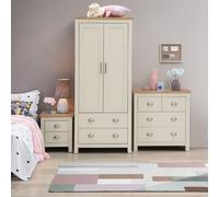 3 Piece Set (2 Door Wardrobe, 2+2 Chest, 2 Drw Bedside) Cream