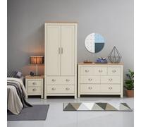 3 Piece Set (2 Door Wardrobe, 3+4 Chest, 2 Drawer Bedside) Cream