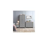 3 Piece Set (2 Door Wardrobe, 3+4 Chest, 2 Drawer Bedside) Cream