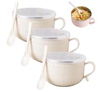 3 Piece Set 25 Oz Mugs Meal with Lids,Large Capacity Round Holiday Meal Mugs with Handles Spoon,Versatility Practical Stackable Meals Mug for Holding Food and Hot Drinks