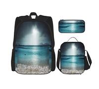 3 Piece Set Backpacks Storm Sky On The Beach Of La Dugue Island Seychelles Dramatic Scene Book Bag Travel Camping Work School Bag Pencil Case Lunch Bag Combination For Men Women Boys Girls One Size