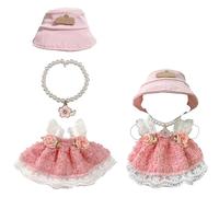3-Piece Set - Clothes for 17cm Dolls - Doll Dress Set with Hat and Dress 3 Piece Outfit - Cute and Fashionable Clothes for Dolls - Accessories Only, No Doll Included