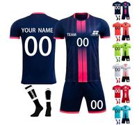 3-piece set Customized Football Kits Soccer Jersey Shirt Socks and Shorts with your Name Number Team Logo Training Casual Competition for Fans Men Women Adult Youth