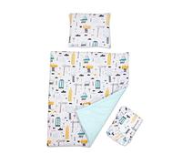 3 piece set Duvet Cover Pillowcase and Fitted Sheet for Swinging 90x40 cm Baby Crib Cradle (City)
