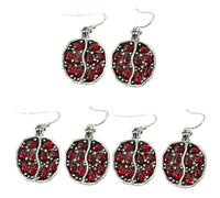 3 piece set Earring Pendant Vintage Fruit Pomegranate Pendant Retro Red Garnet Pomegranate Stone Women Wedding Jewelry Birthday for women