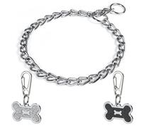 3 Piece Set for Dogs - Adjustable Choker Collar with 2 Engravable Tags, Secure Chain Design for Training, Walking, and Everyday Use, for Pet Lovers