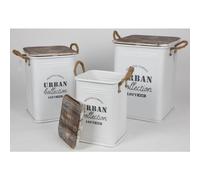 3-Piece Set Metal Storage Ottomans With Lids Decoration Box For Guests Garden