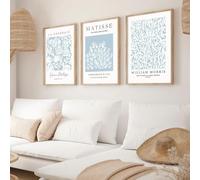 3-Piece Set of Blue Abstract Sage Matisse Plant Flower Mural Picasso Print William Canvas Poster Mural Room Decoration(30x40cm-3Pcs)