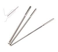 3-Piece Set of Male Metal Horse-Eye Probes, Double-Ended Threaded Design, Male Urethral Dilator Kit-RM3003UK (S+M+L)