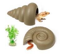 3-Piece Set of Reptile Hiding Places, 2 Hiding Places, and 1 Simulated Grass, Leopard Gecko Plastic Hiding cave, Snake, Juvenile Ball Python, Lizard, Corn Snake, Wolf Spider, Crab cave.
