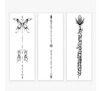 3-Piece Set Of Spine Herbal Tattoo Stickers Juice Waterproof Long-Lasting Semi-Permanent Simulation Tattoo High-End Feel
