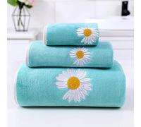 3-Piece Set Of Square Towel Bath Towel Three-Piece Set Of Small Daisy Fine Fiber Embroidered Absorbent Cover Towel