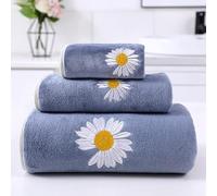 3-Piece Set Of Square Towel Bath Towel Three-Piece Set Of Small Daisy Fine Fiber Embroidered Absorbent Cover Towel