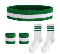 3-Piece Set of Striped Sweatbands with 1 Pair of Socks, Sports Headband, Fitness Sweatband, Children's Sweatband, Terry Cloth Wristband, Basketball Wristband