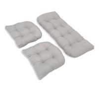 3 Piece Set of Wicker Chair Cushions, Tufted Outdoor Seat Replacement Cushions for Patio Furniture Sofa Settee Couch,1 Loveseat and 2 U-Shaped Cushions(Color:Grey)