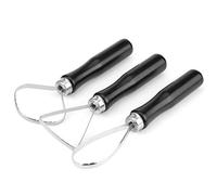 3-Piece Set of Wood Pottery Clay Sculpture Loop Tools with Steel Flat Wire for Precision Carving and Comfortable Grip - Ideal for Sculpting, Crafting, and Projects