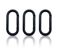 3-Piece Set Oval Carabiner - Keychain - Mini Snap Hook - Small Aluminum Hook - Black Carabiner - Key Organizer - Keychain Connector (Black 50 mm x 25 mm)