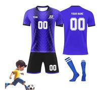 3-piece set Personalised Soccer Jersey, Design Your Own Football Kit, Men's Soccer Jersey Set Breathable Quick-Dry Sportswear Kit with Shorts and Socks for Training & Matches