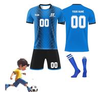 3-piece set Personalised Soccer Jersey, Design Your Own Football Kit, Men's Soccer Jersey Set Breathable Quick-Dry Sportswear Kit with Shorts and Socks for Training & Matches