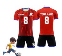 3-piece set Personalised Soccer Jersey, Unisex Activewear Football Kits Boys' Football Training Shirts Shorts and Socks Sportswear Tracksuit, Breathable Quick-Dry Sportswear Kit for Training & Matches