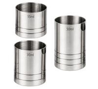 3-Piece Set Shot Measure, 25ml, 35ml & 50ml Spirit Measure for Cocktail Making, Drinks Measures for Spirits, Stainless Steel Silver Thimble Jiggers