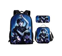 3-piece Set Wednesday Adams Schoolbag Backpack pencil Bag small Satchel Set