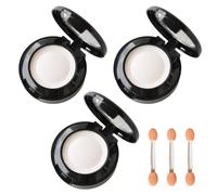 3 Piece Set White Eyeshadow Pearl Powder for Eyes - Long Lasting Sweat-Proof Pressed Fine Powder with 3 Brushes